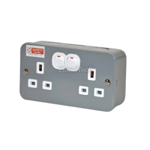 BRITZ BR-MCE213A Electrical Accessories 13A 2 Gang Switch Socket Outlet Metal-Clad 220V